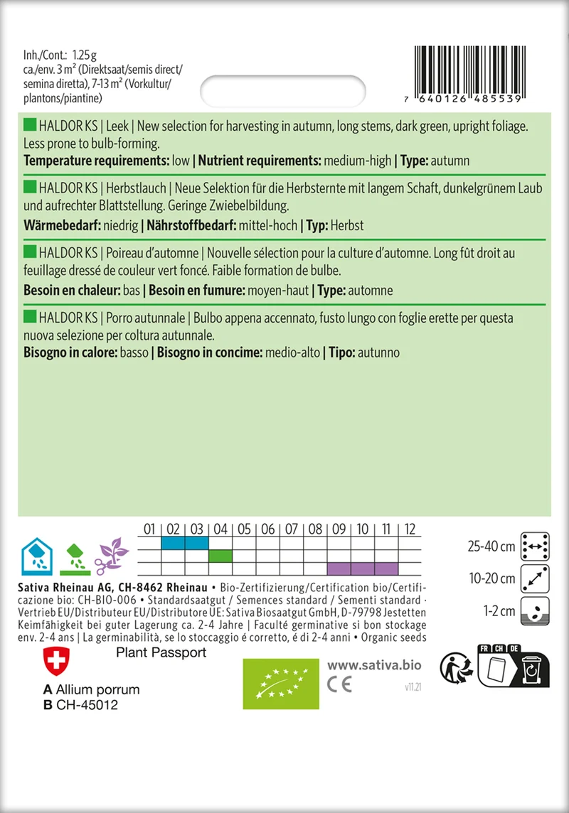 Herbstlauch Haldor Ks | BIO Lauchsamen von Sativa Rheinau [MHD 12/2026]
