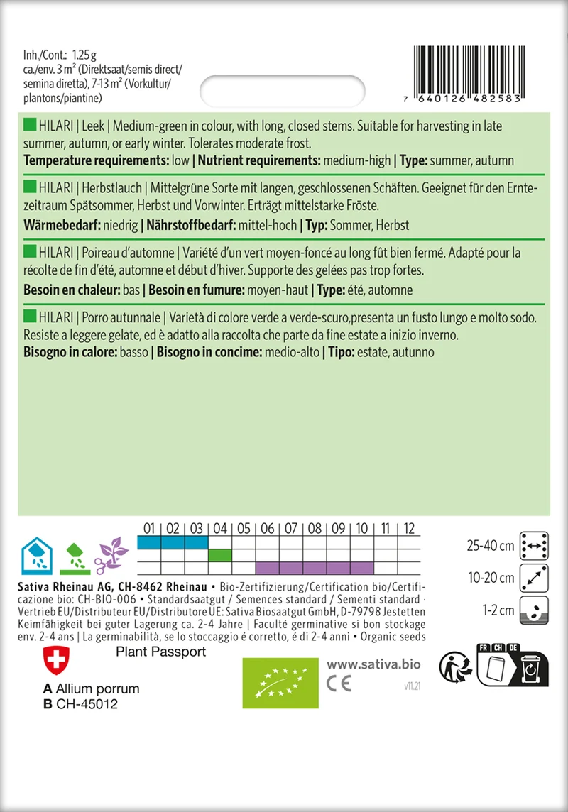 Herbstlauch Hilari | BIO Lauchsamen von Sativa Rheinau