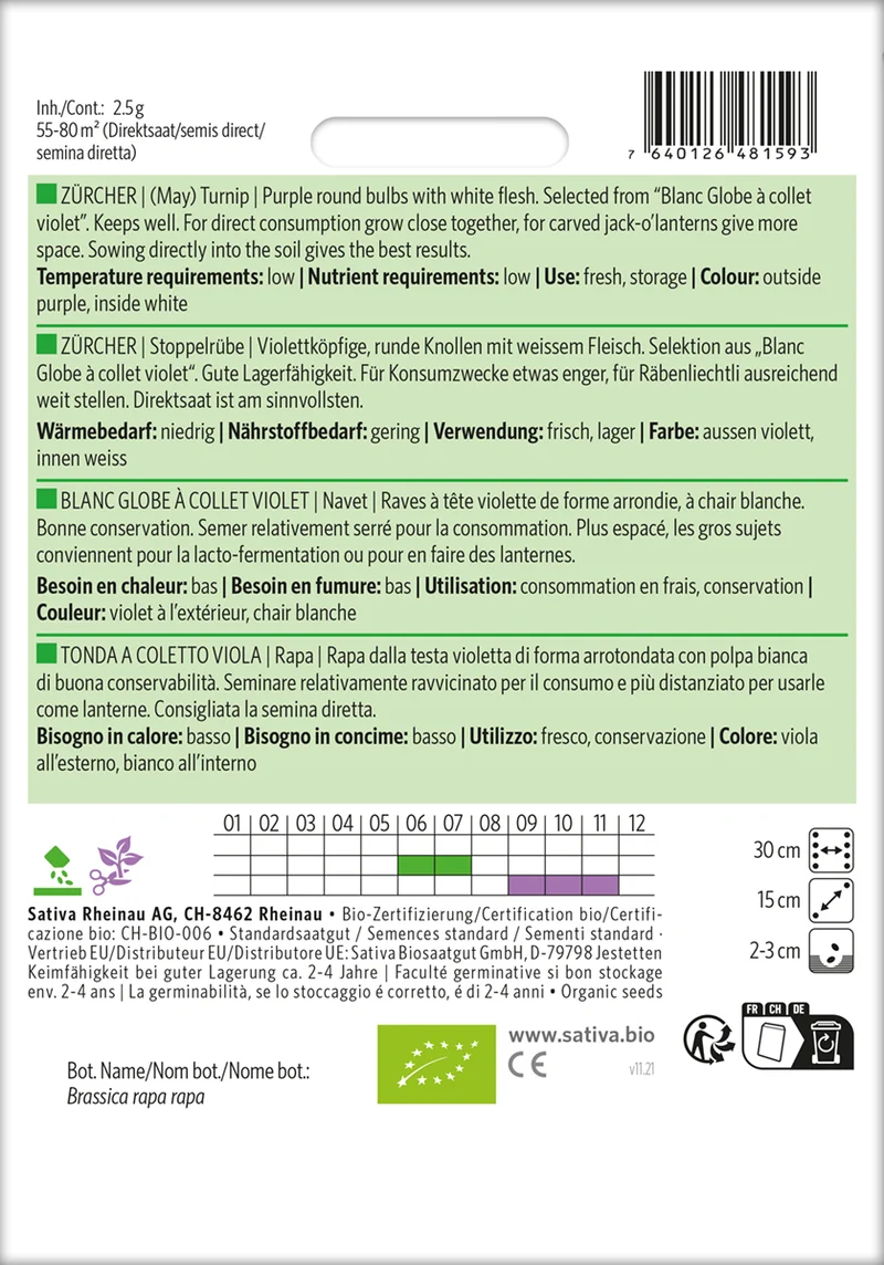 Stoppelrübe Zürcher | BIO Rübensamen von Sativa Rheinau