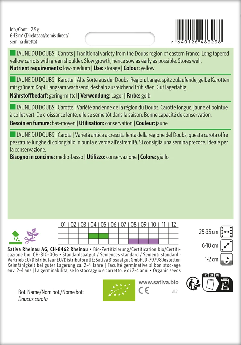 Möhre Jaune Du Doubs | BIO Möhrensamen von Sativa Rheinau [MHD 12/2025]