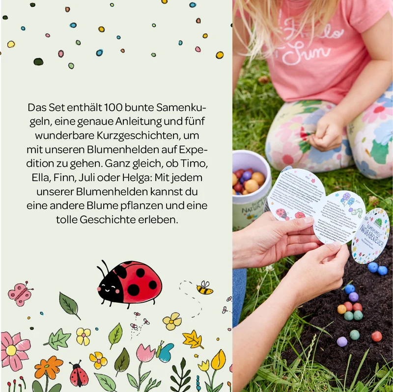 Naturabenteuer – Dose mit 100 Blumenmurmeln