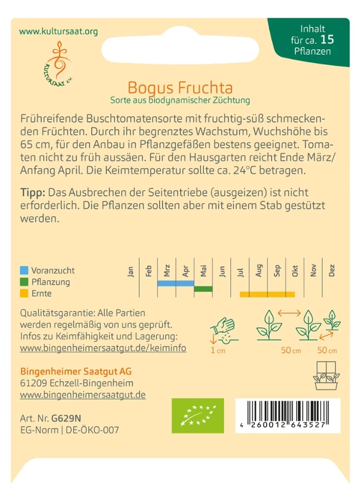 BIO Saatgut Balkontomate Bogus Fruchta