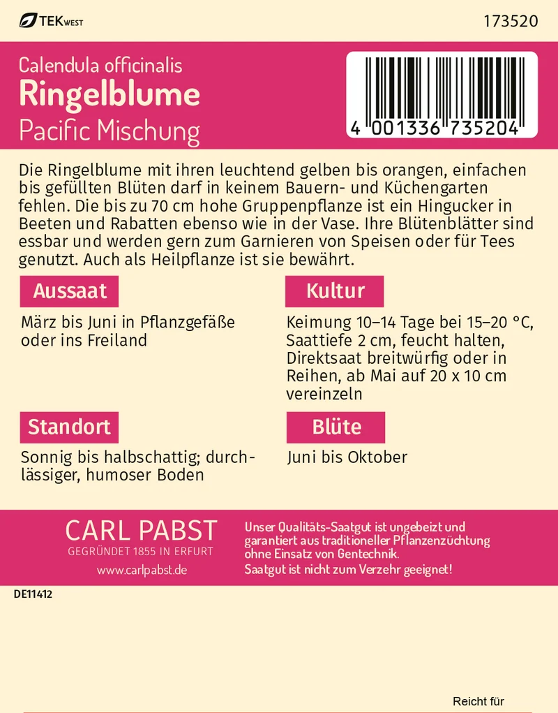 Ringelblume Pacific Mischung Saatgut