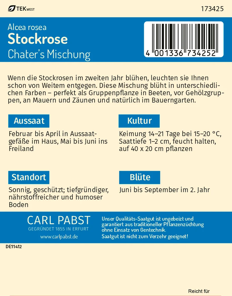 Stockrose Chaters Mischung Saatgut