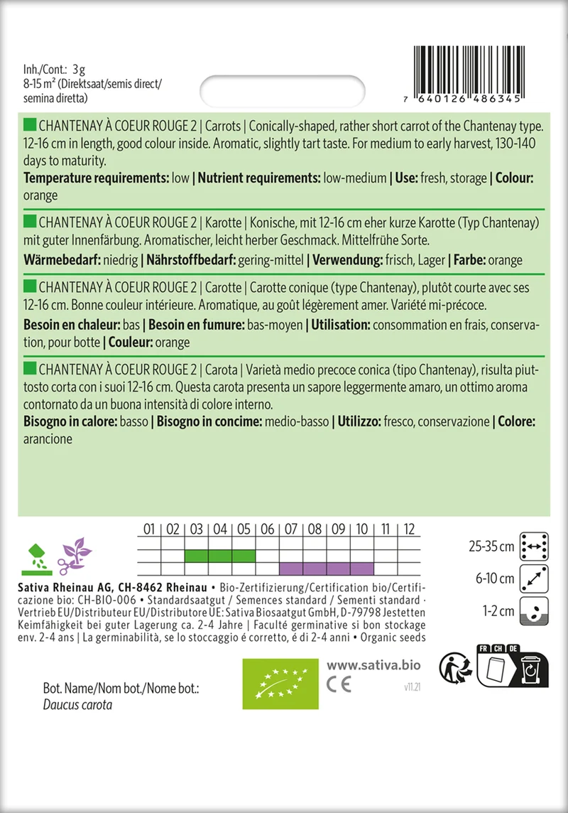 Möhre Chantenay À Coeur Rouge 2 | BIO Möhrensamen von Sativa Rheinau [MHD 12/2025]