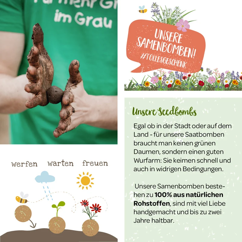 3 Bienenwohl-Samenbomben im Jutebeutel