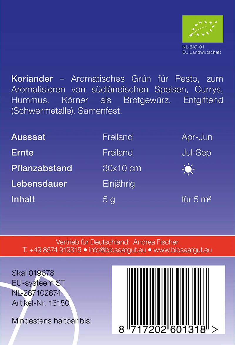 Koriander | BIO Koriandersamen von De Bolster [MHD 12/2023]