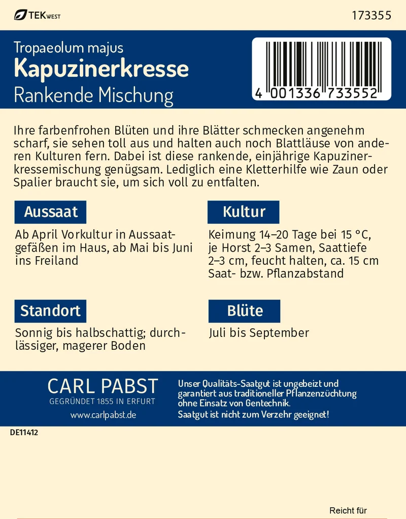 Kapuzinerkresse Rankende Mischung Saatgut