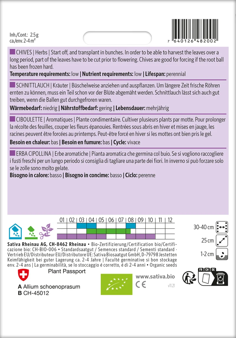 Schnittlauch | BIO Knoblauchsamen von Sativa Rheinau [MHD 12/2025]