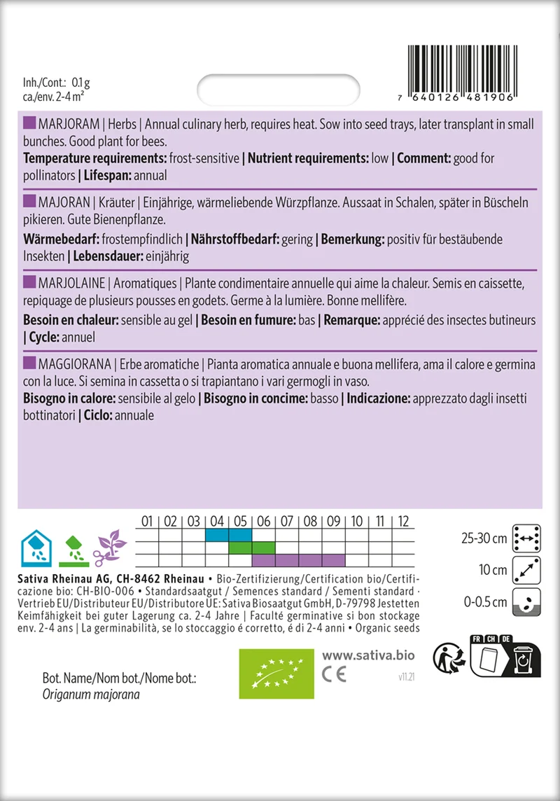 Majoran | BIO Majoransamen von Sativa Rheinau [MHD 12/2025]