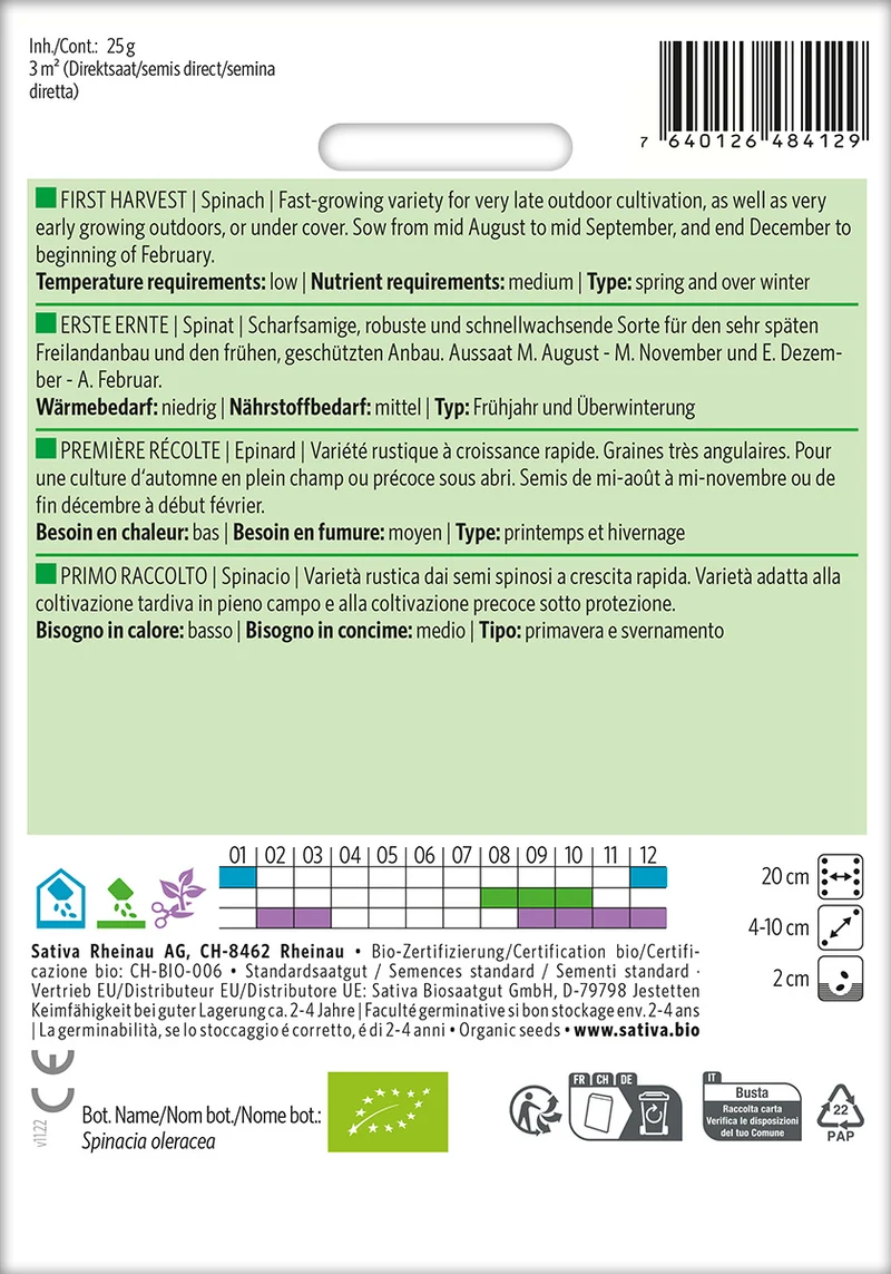 BIO Saatgut Spinat Erste Ernte