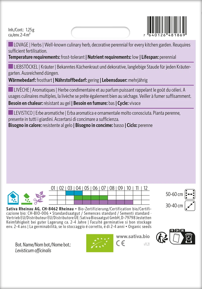 Liebstöckel | BIO Liebstöckelsamen von Sativa Rheinau [MHD 12/2024]