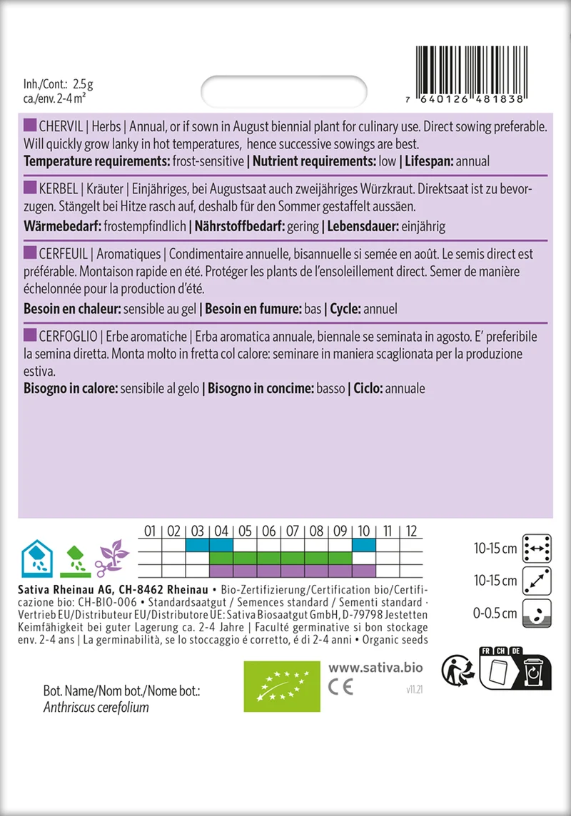 Kerbel | BIO Kerbelsamen von Sativa Rheinau [MHD 12/2025]