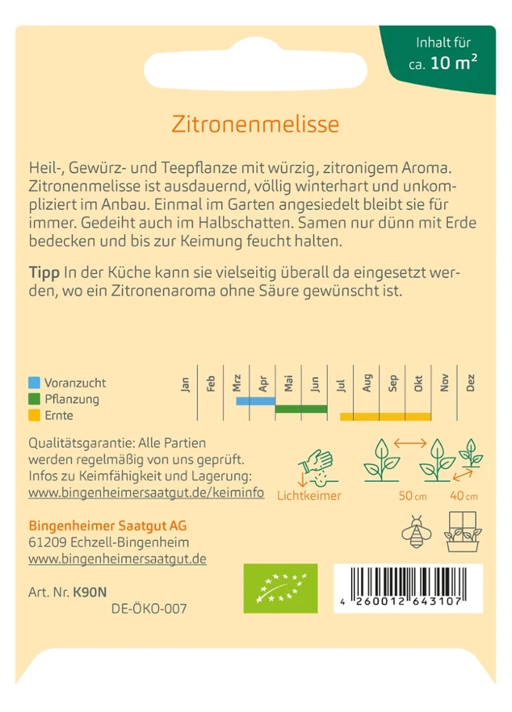 BIO Saatgut Zitronenmelisse