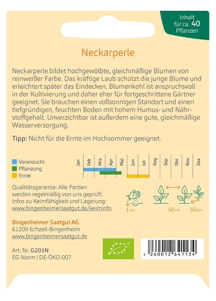 BIO Saatgut Blumenkohl Neckarperle