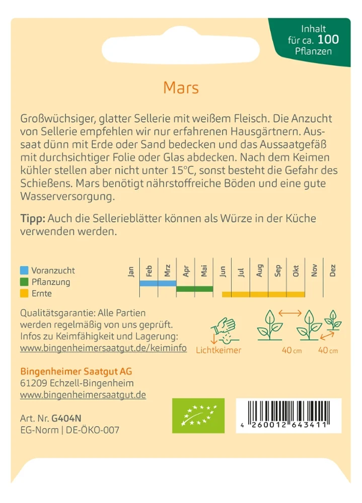 BIO Saatgut Knollensellerie Mars