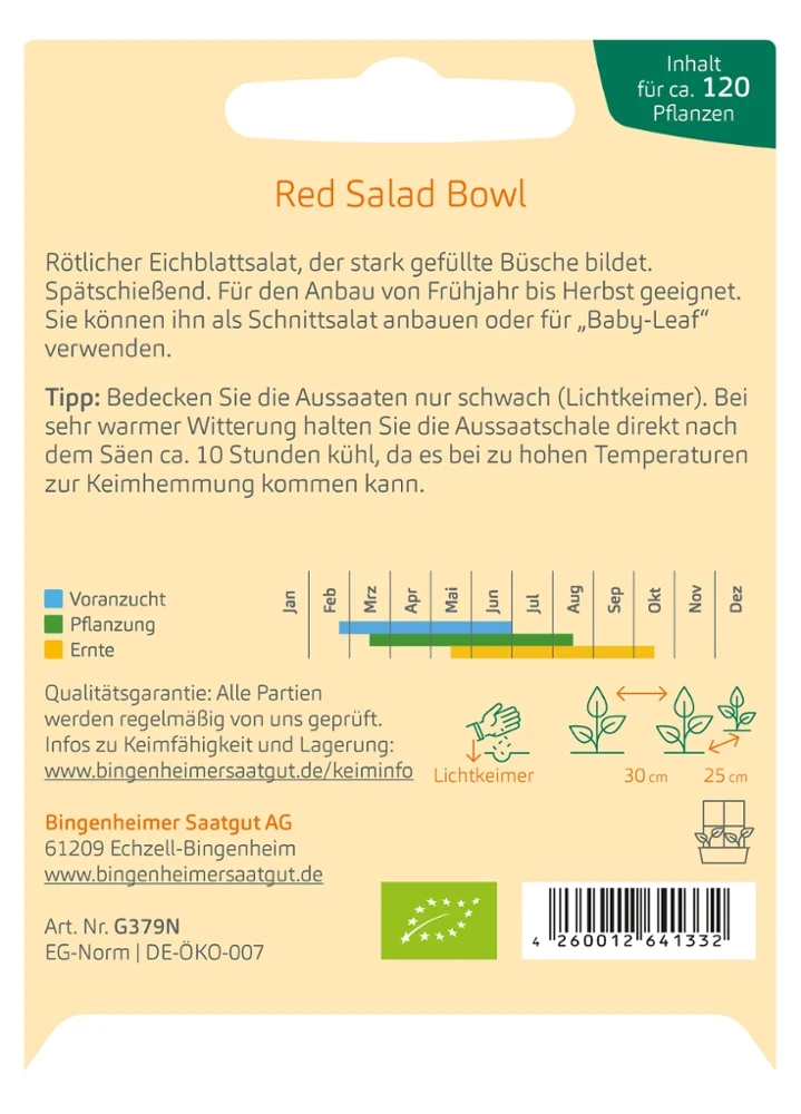 BIO Saatgut Pflücksalat Red Salad Bowl