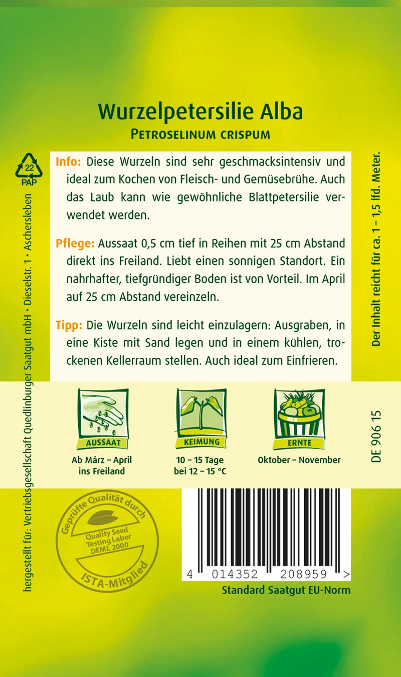 Wurzelpetersilie Alba Saatgut