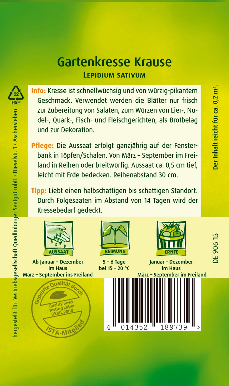 Gartenkresse Krause Saatgut