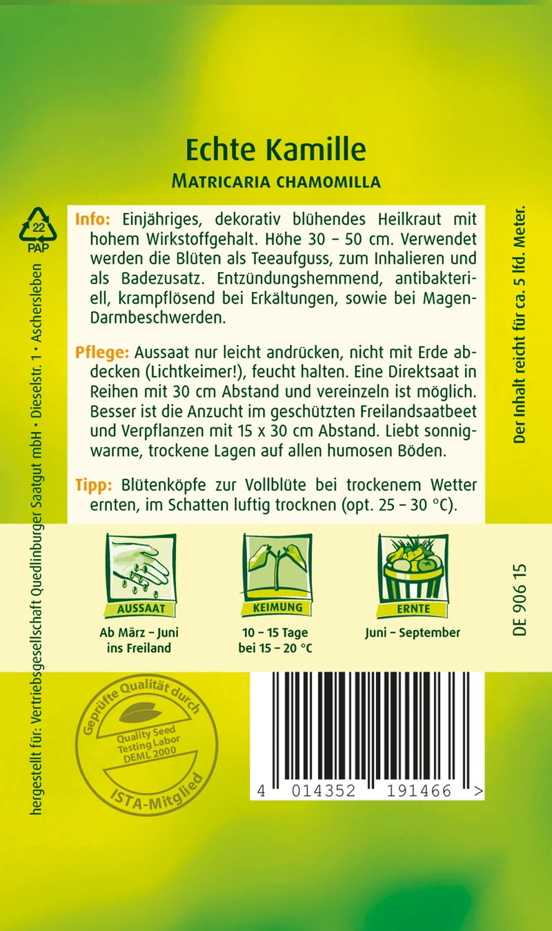 Echte Kamille Bodegold Saatgut