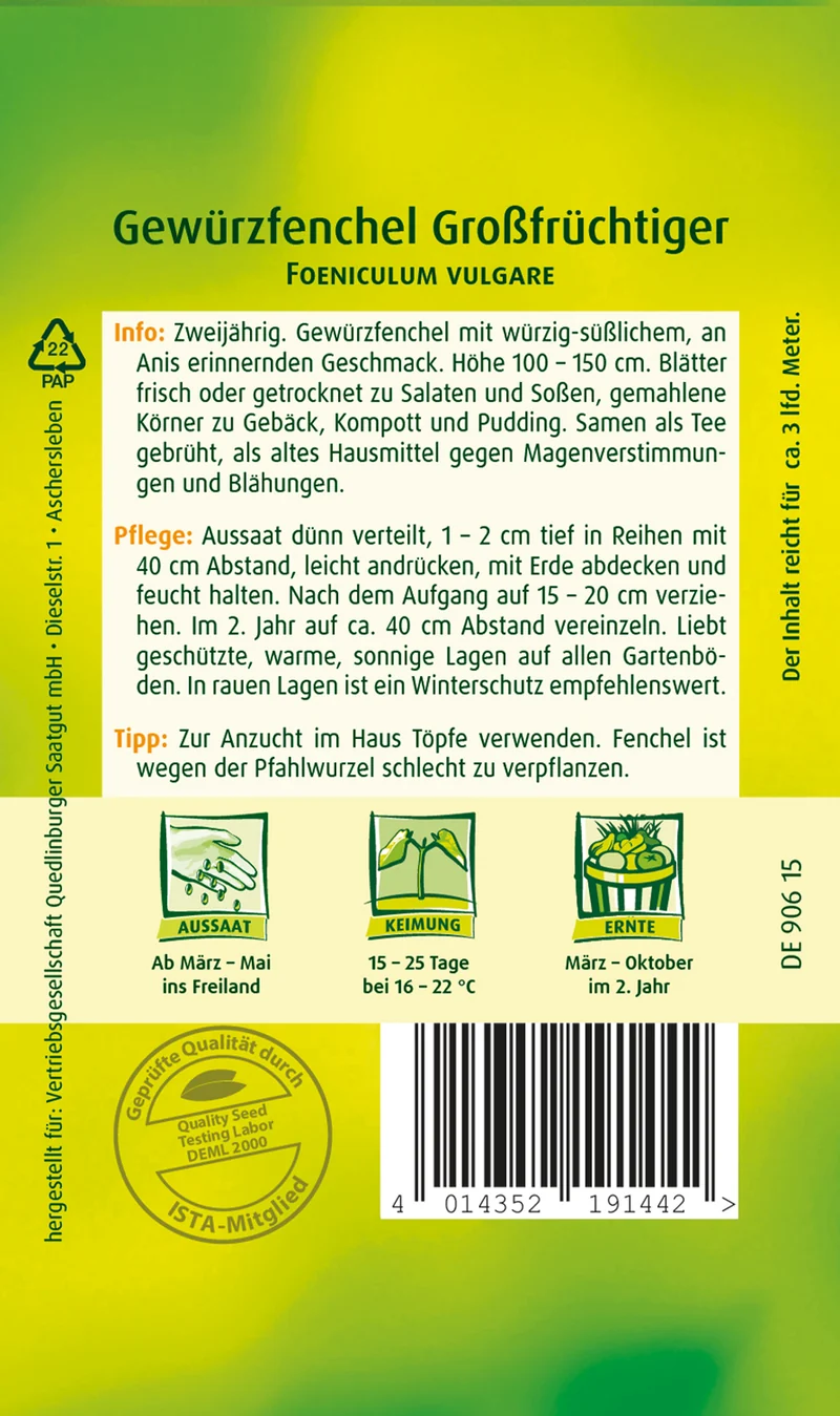 Fenchel Grossfrüchtiger Saatgut