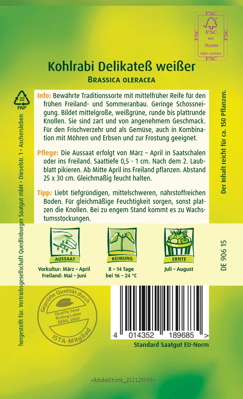 Kohlrabi Delikateß weißer Saatgut