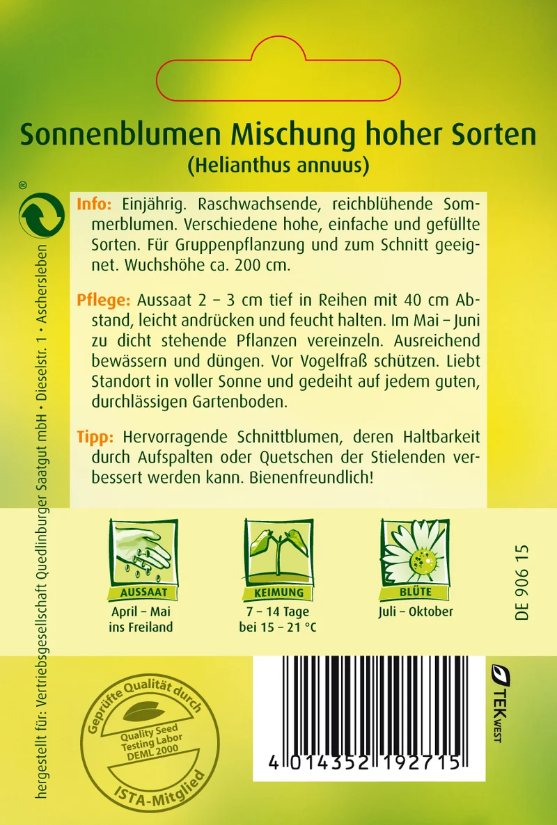 Sonnenblume Mischung hoher Sorten Saatgut