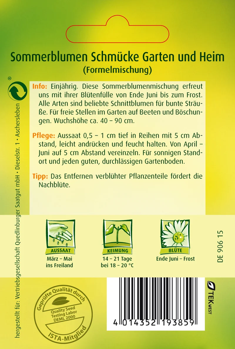 Sommerblumen Schmücke Garten und Heim Saatgut
