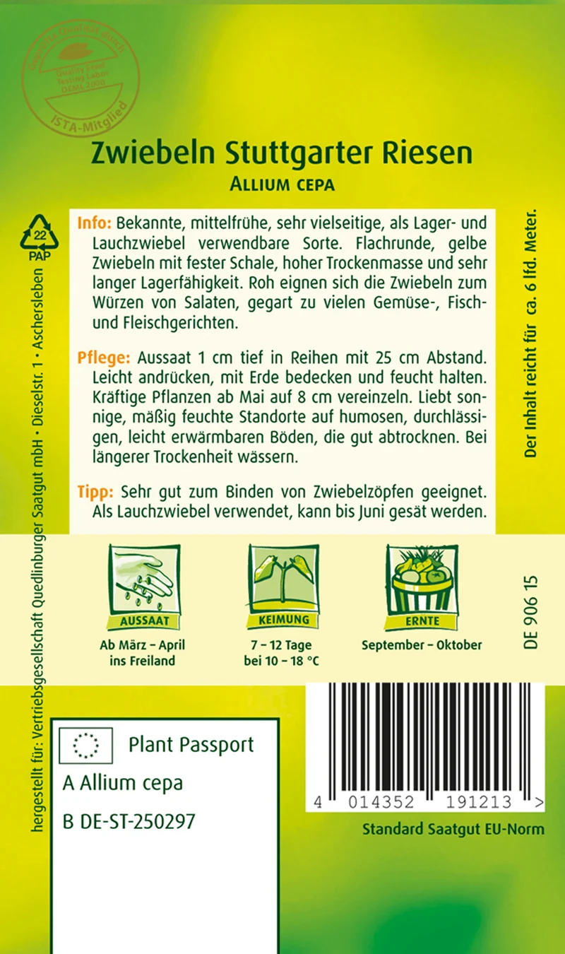 Zwiebel Stuttgarter Riesen Saatgut