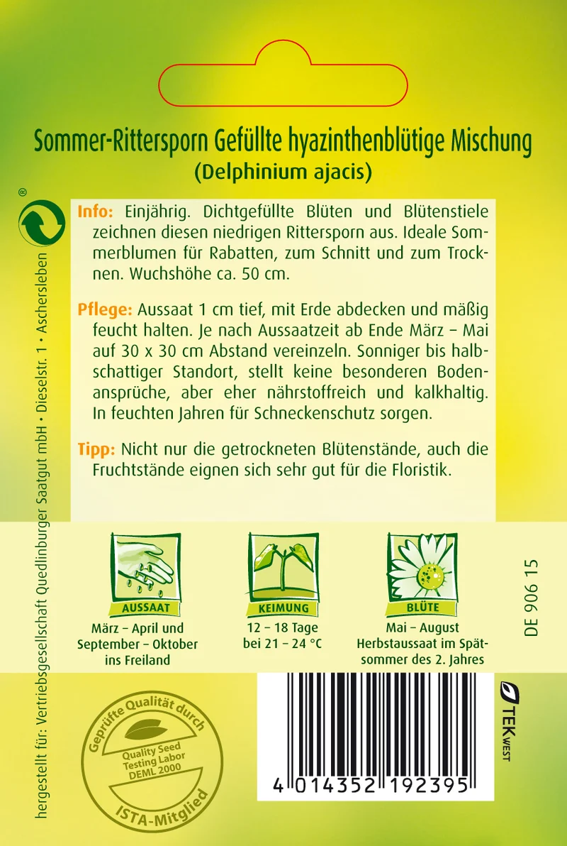 Sommer Rittersporn hyazinthbl Saatgut