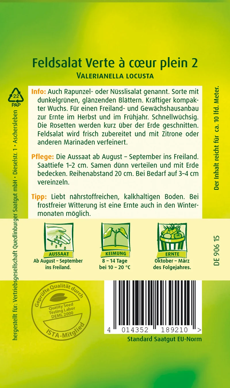 Feldsalat Verte a couer plein 2 Saatgut