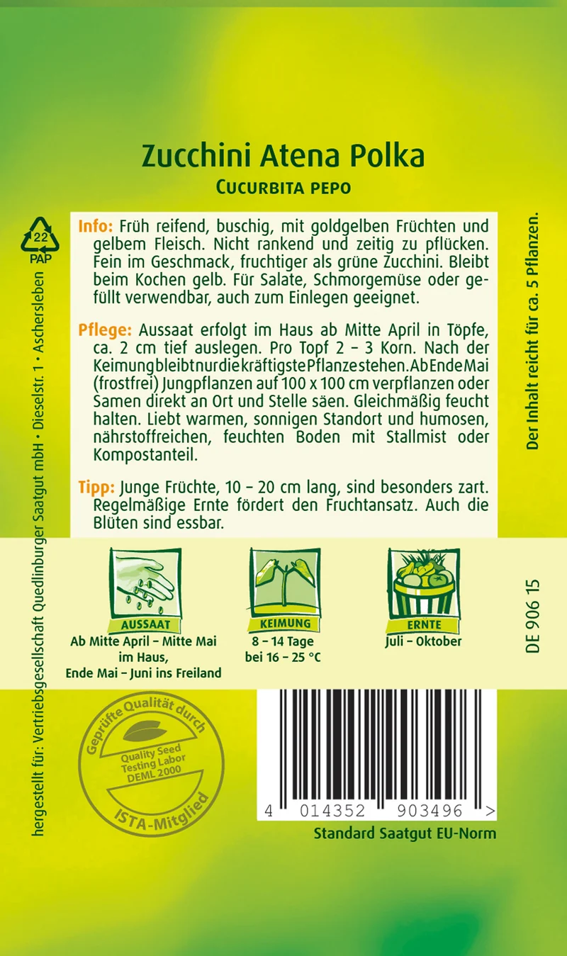 Zucchini gelb Atena Polka Saatgut