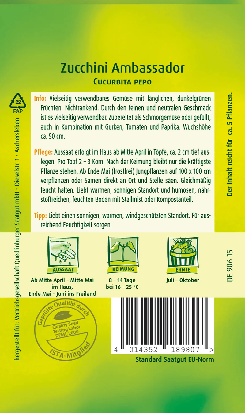 Zucchini Ambassador Saatgut