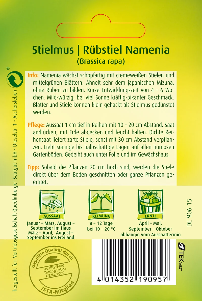 Stielmus Rübstiel Namenia Saatgut