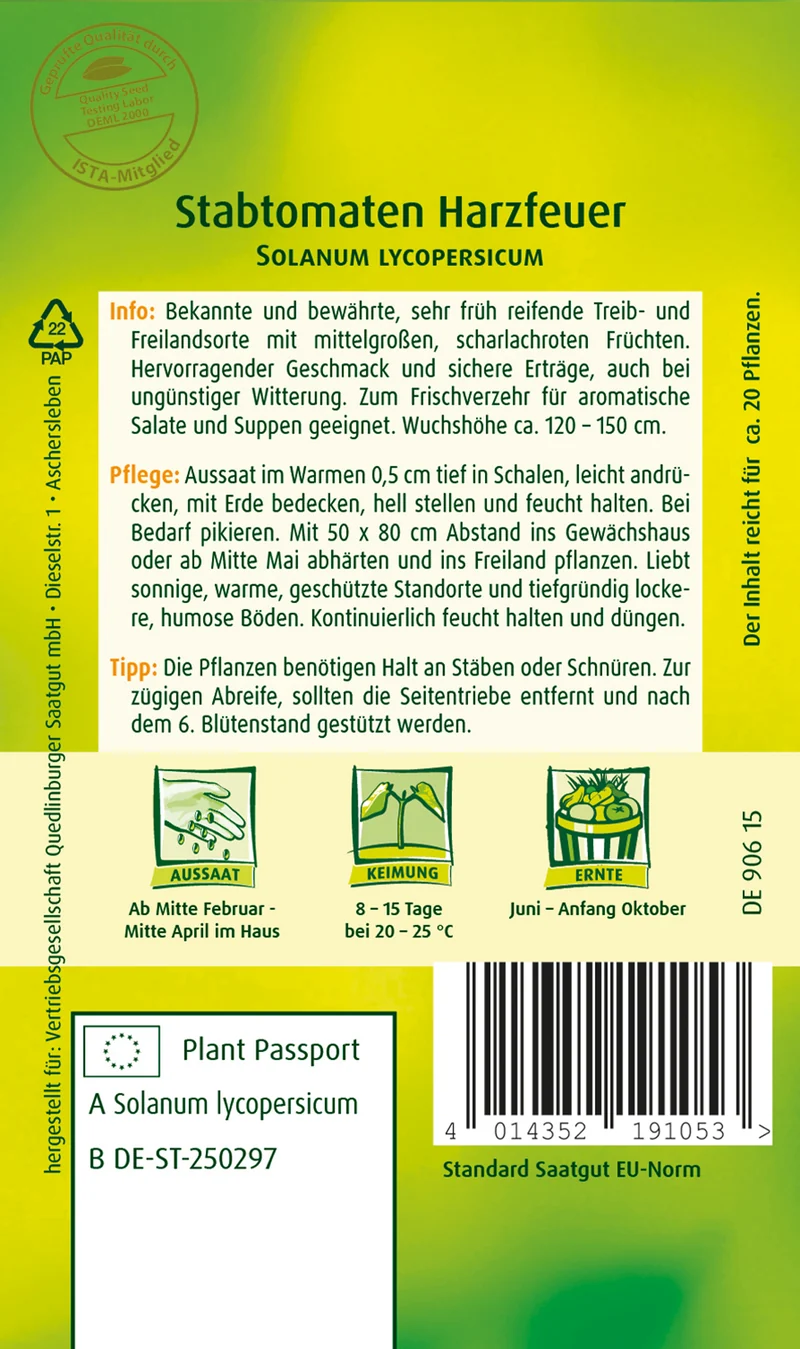 Stabtomate Harzfeuer Saatgut
