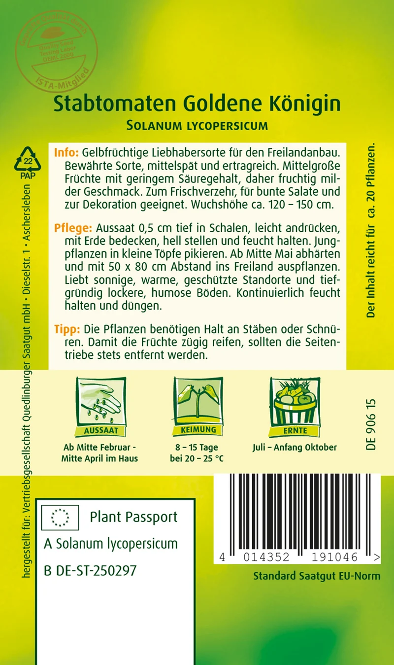 Stabtomate Goldene Königin Saatgut