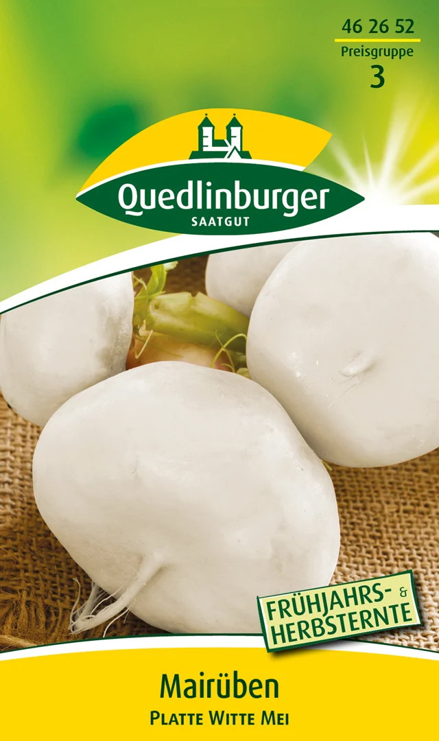 Mairübe Platte witte Mei Saatgut