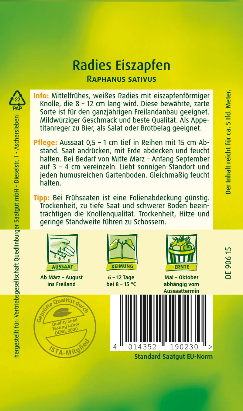 Radieschen Eiszapfen Saatgut