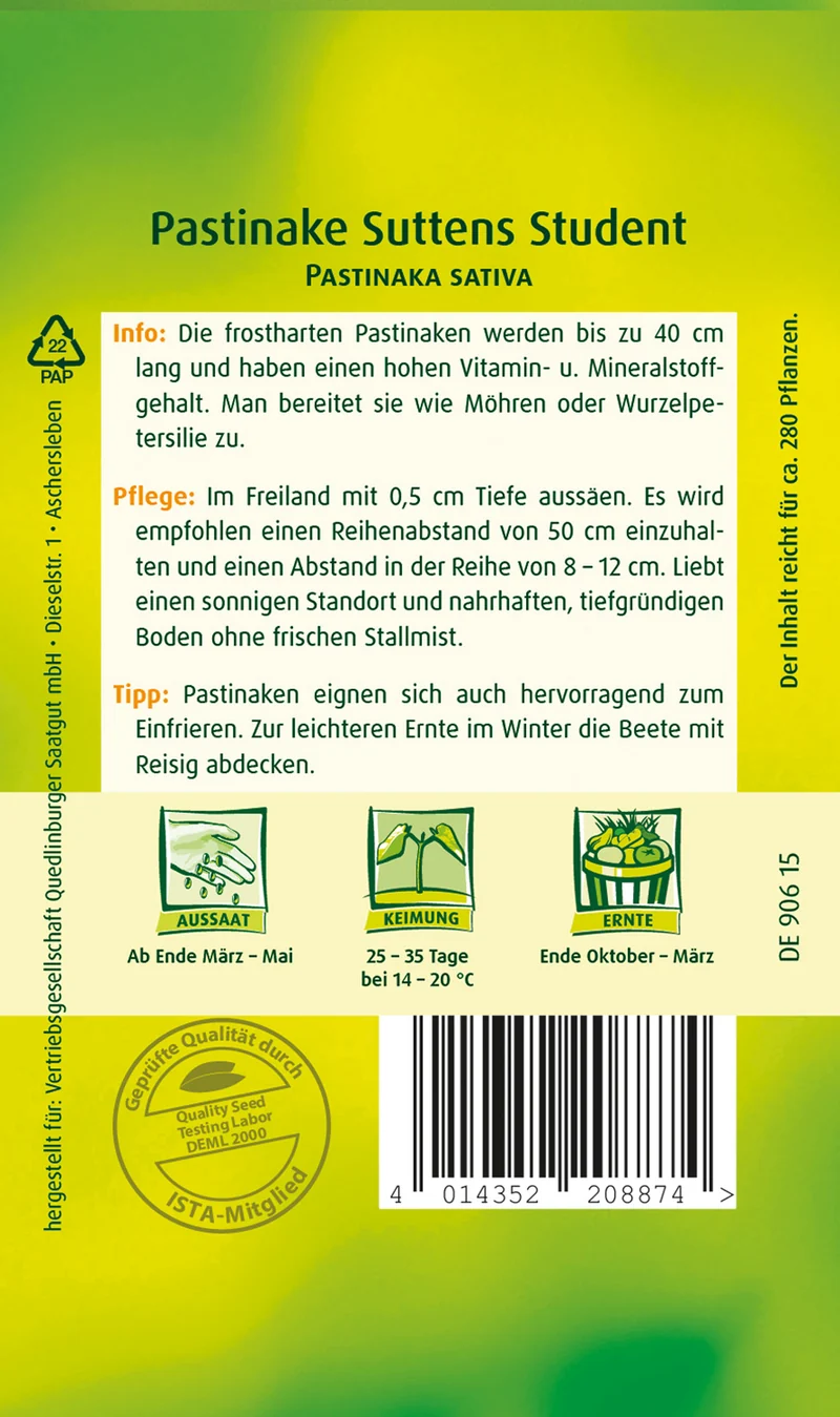Pastinake Suttens Student Saatgut