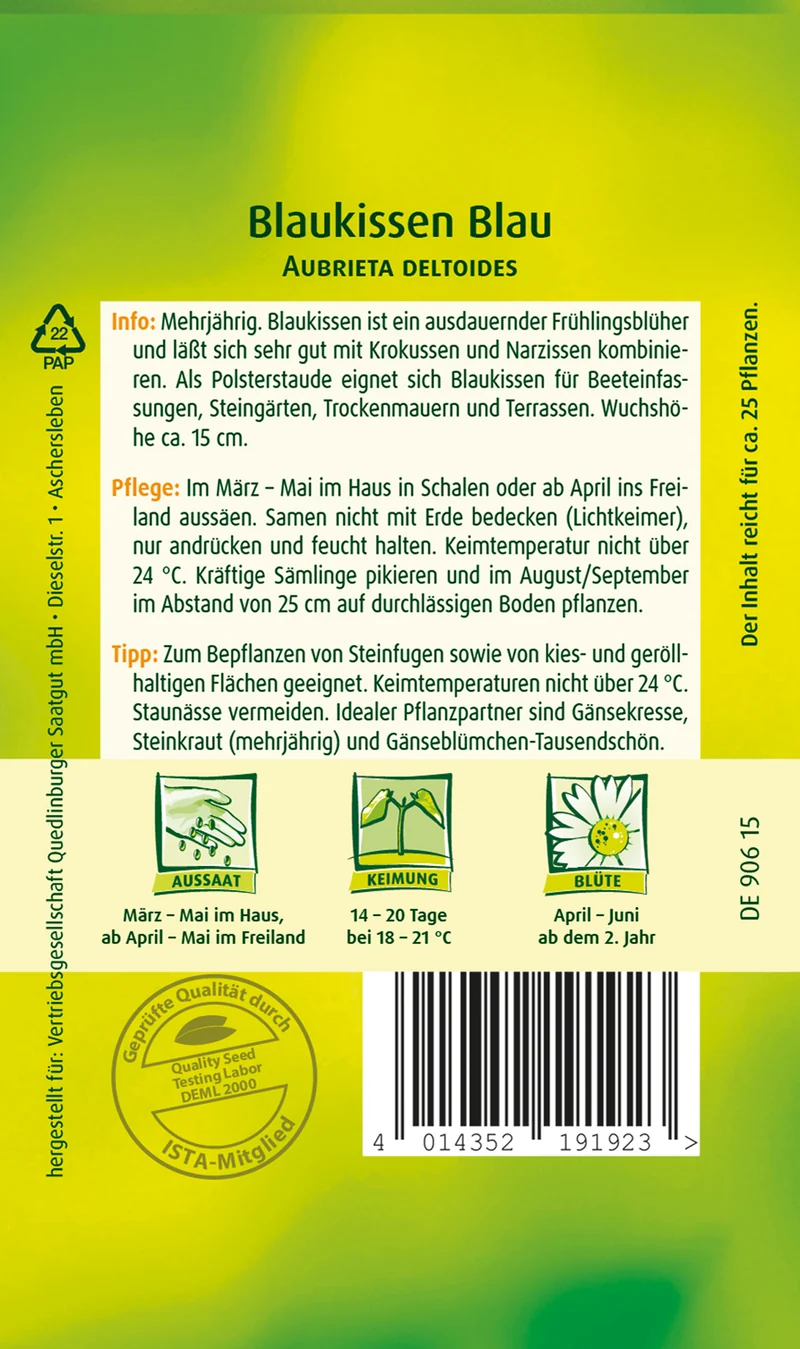 Blaukissen Blau Saatgut