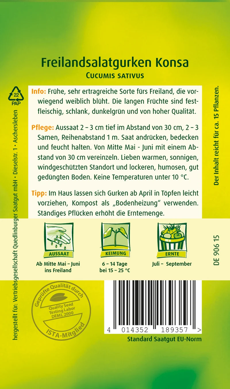 Freilandsalat Gurken Konsa Saatgut