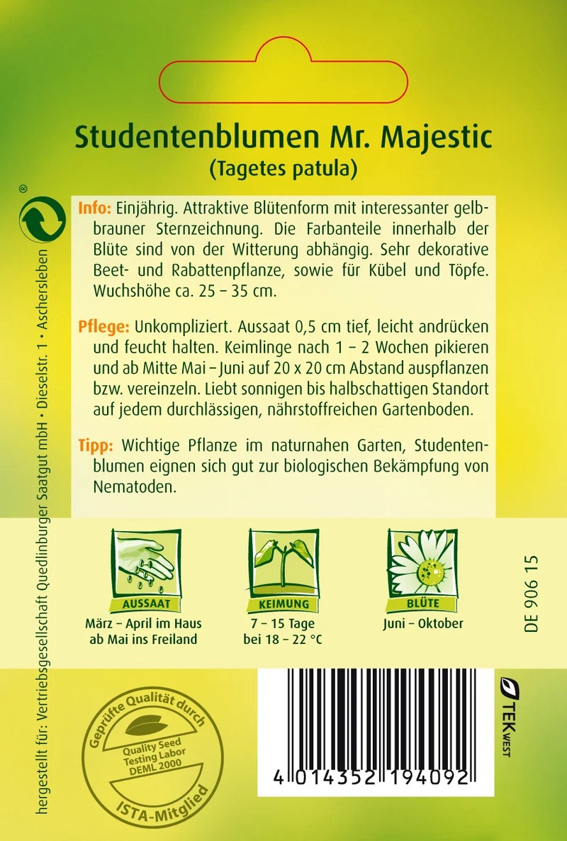 Studentenblume Mr Majestic Saatgut