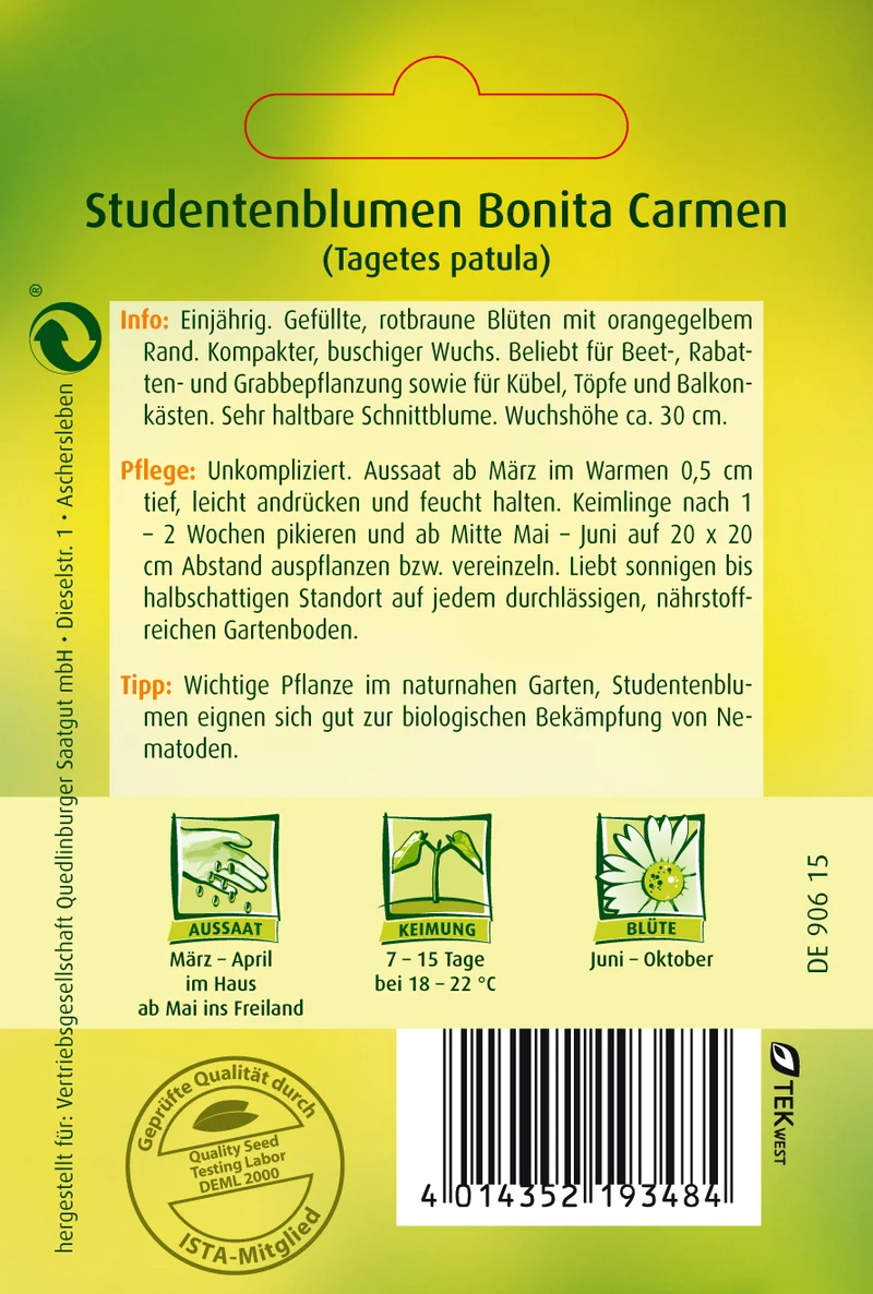 Studentenblume Bonita Carmen Saatgut