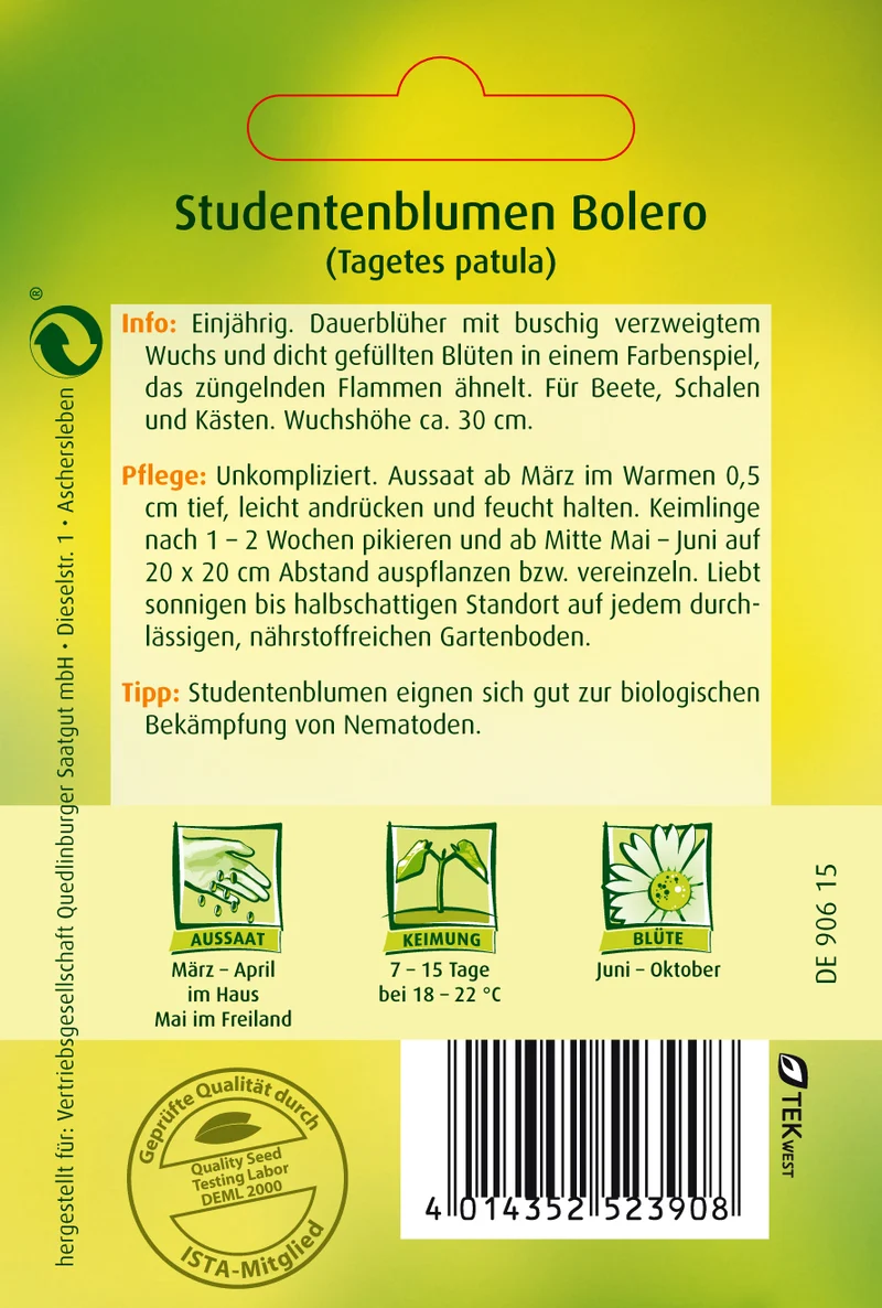 Studentenblume Bolero Saatgut