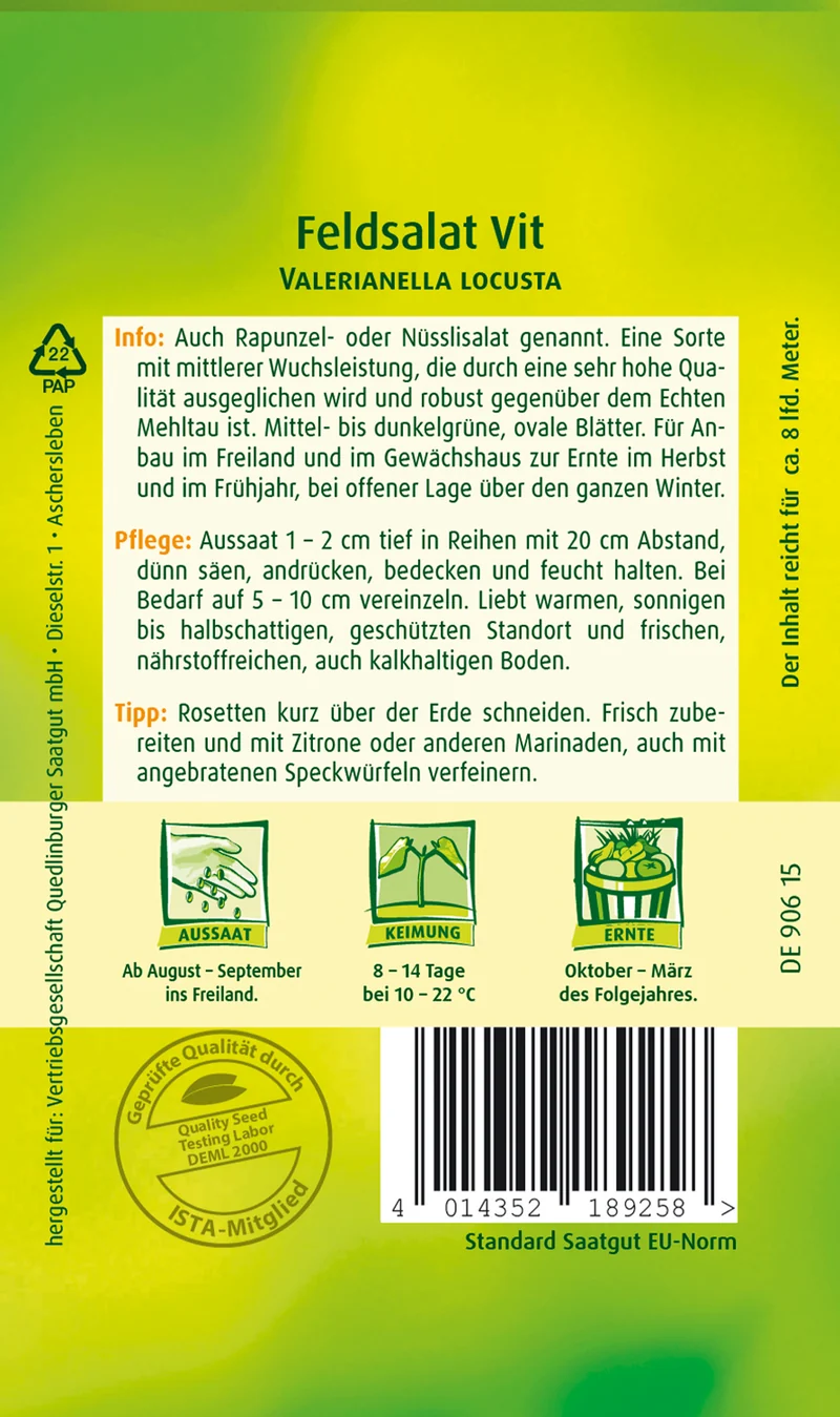 Feldsalat Vit Saatgut