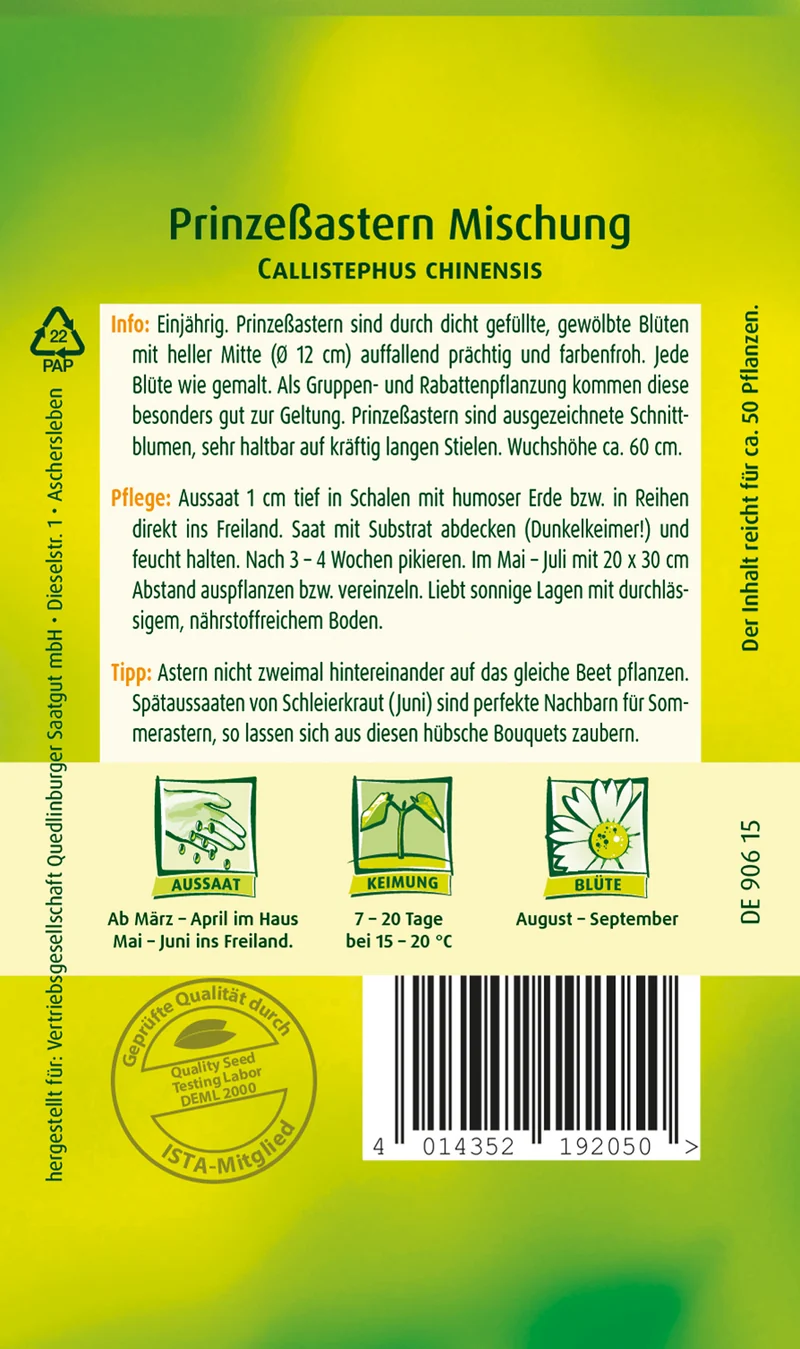 Prinzeß Aster Mischung Saatgut