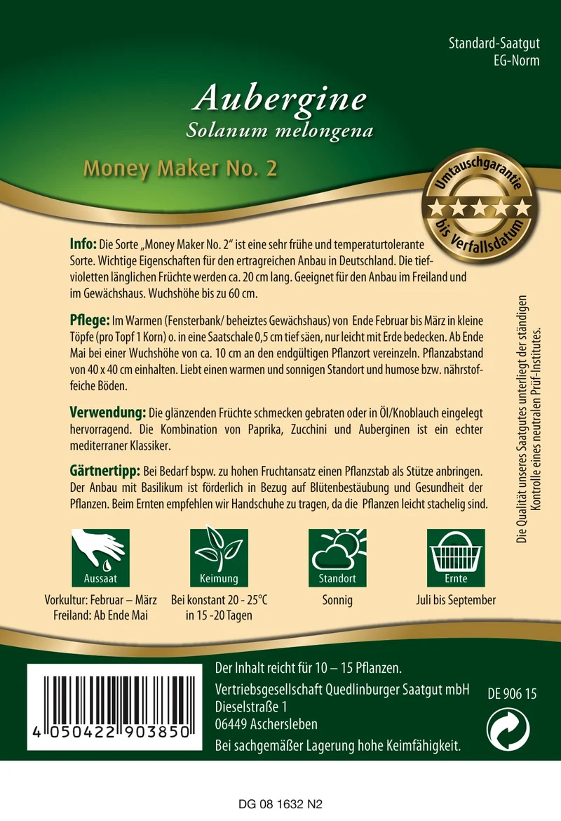 Freiland Auberginen Money Maker No 2 Saatgut