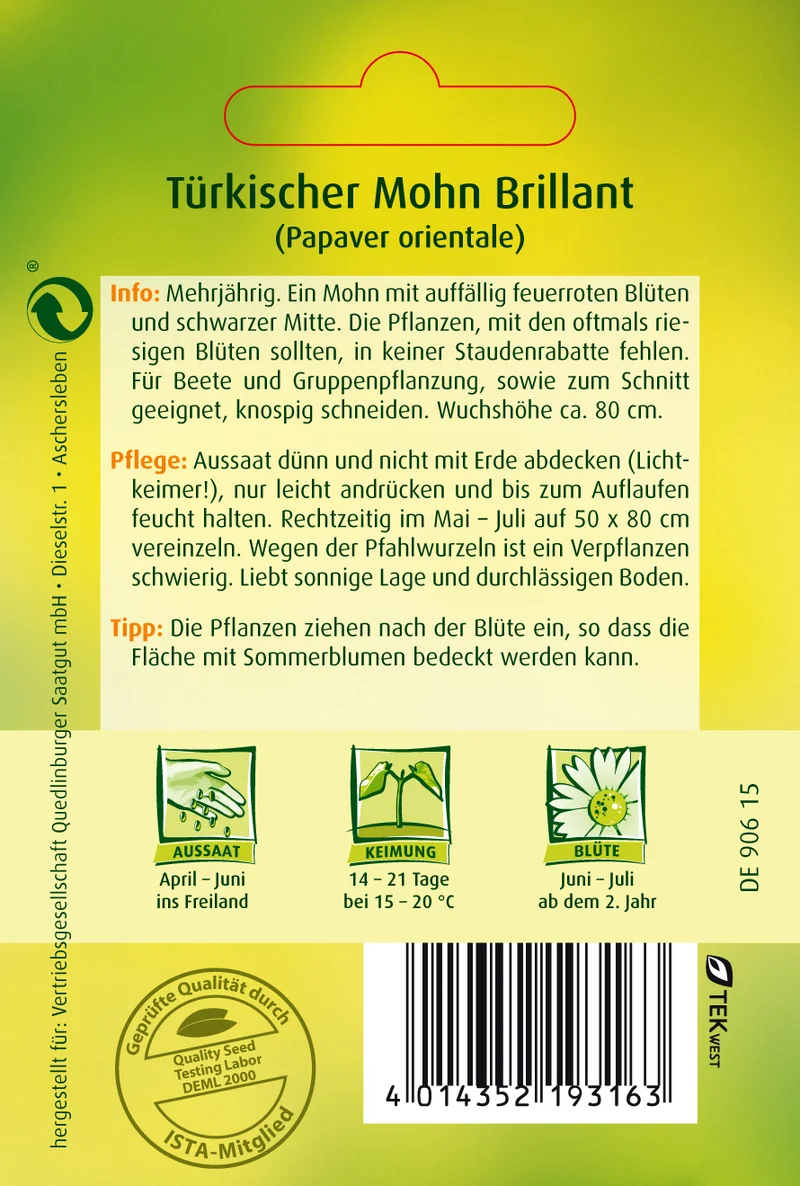Türkischer Mohn Brilliant Saatgut