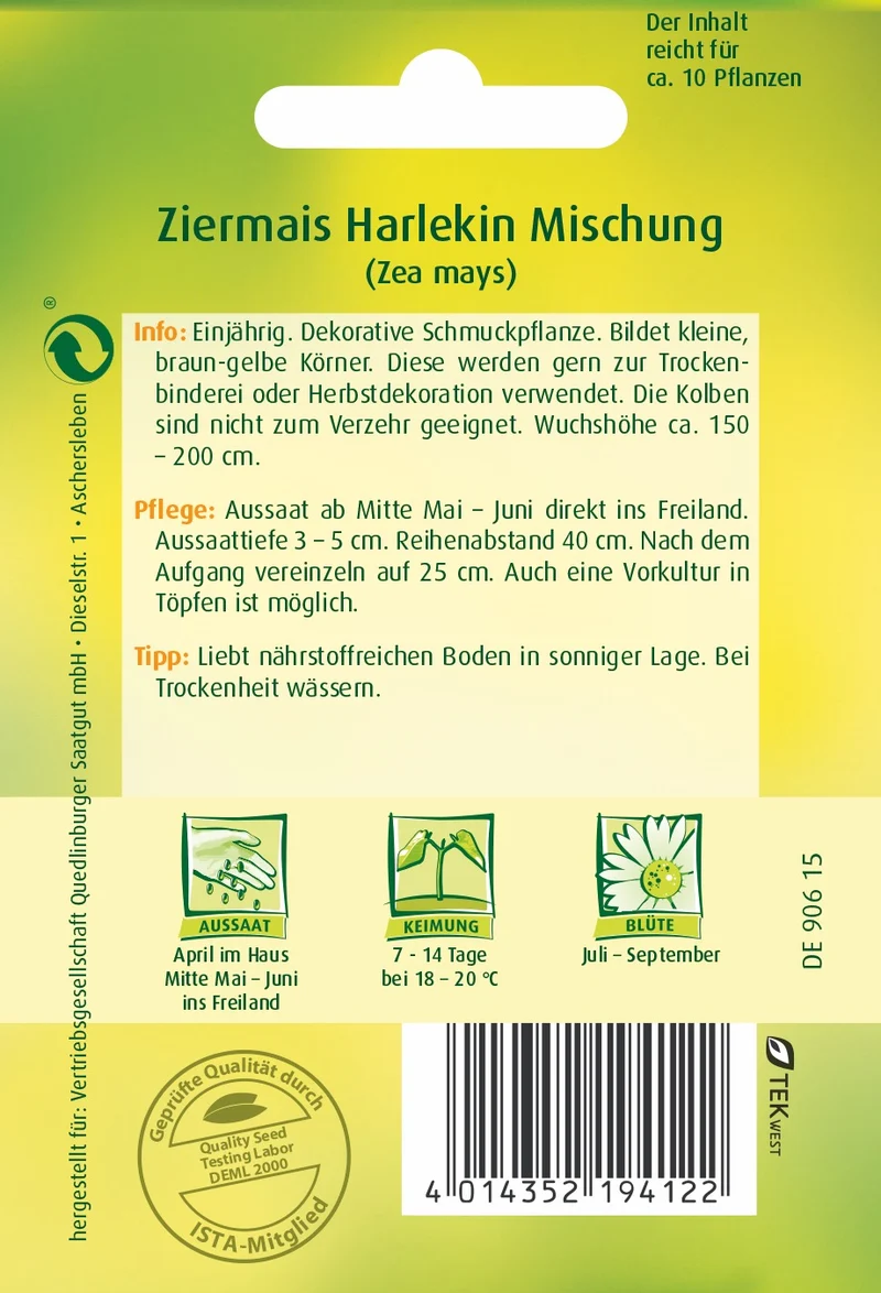 Zier Mais Harlekin Saatgut
