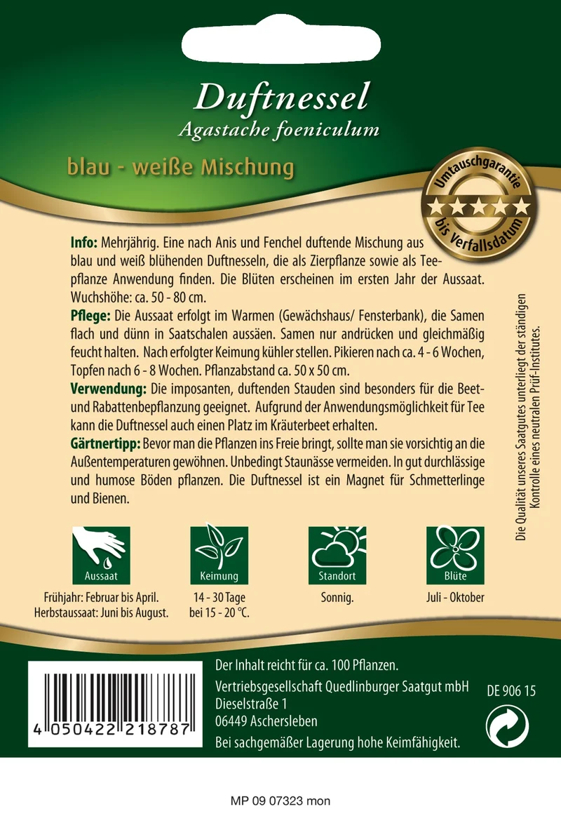 Duftnessel blau weiße Mischung Saatgut